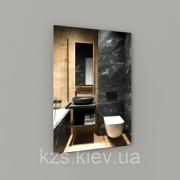 Дзеркало в алюмінієвій рамі 600 х 400 мм., фото 1