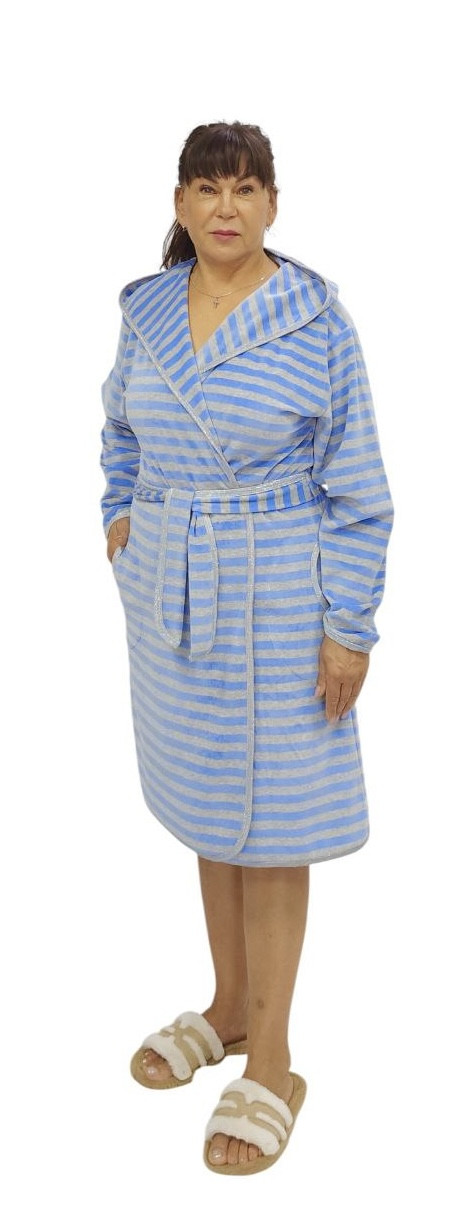 Халати велюрові на запах із подвійним капюшоном, фото 1