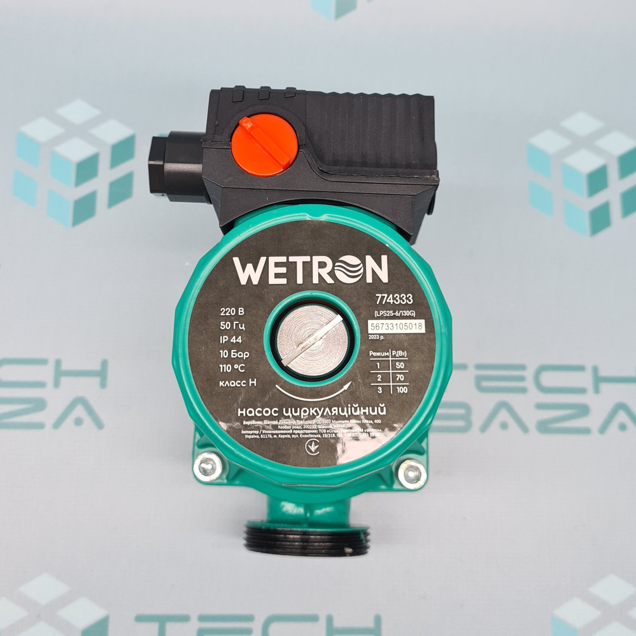 Насос циркуляційний 100Вт Hmax 6м Qmax 50л/хв Ø1½" 130мм зел + гайки Ø1" LPS25-6/130G WETRON (774333)