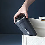 Термокухоль для кави та чаю 380 мл герметичний для подорожей металевий Термостакан з датчиком індикатором температури Сірий, фото 9