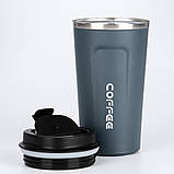 Термокухоль для кави та чаю 380 мл герметичний для подорожей металевий Термостакан з датчиком індикатором температури Сірий, фото 6