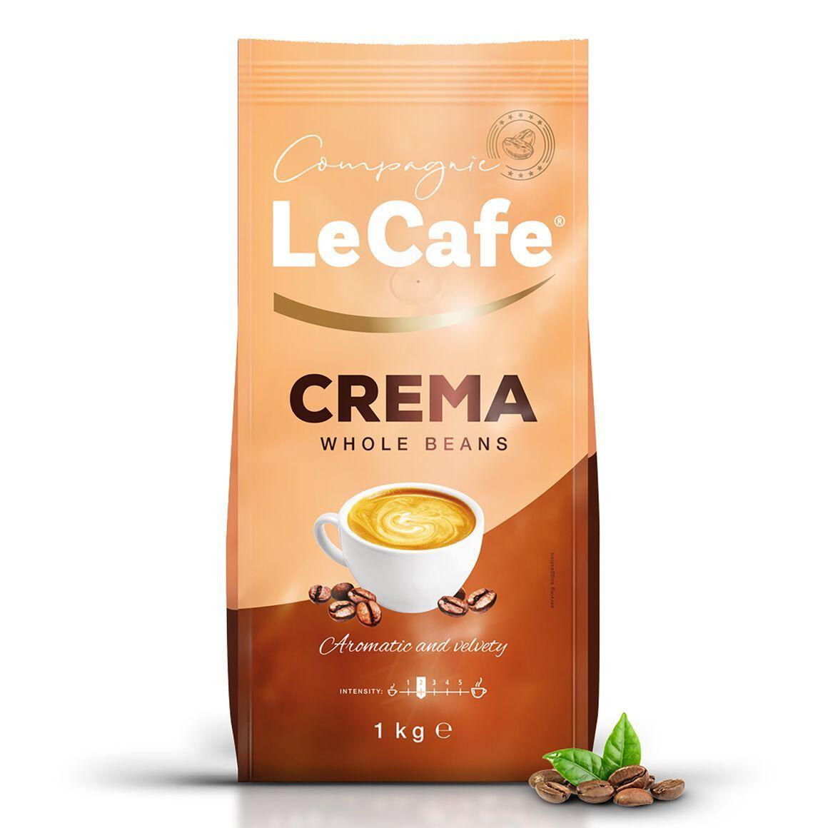 Кава в зернах Le Cafe Crema м’який смак 1 кг для еспресо та лате, фото 1