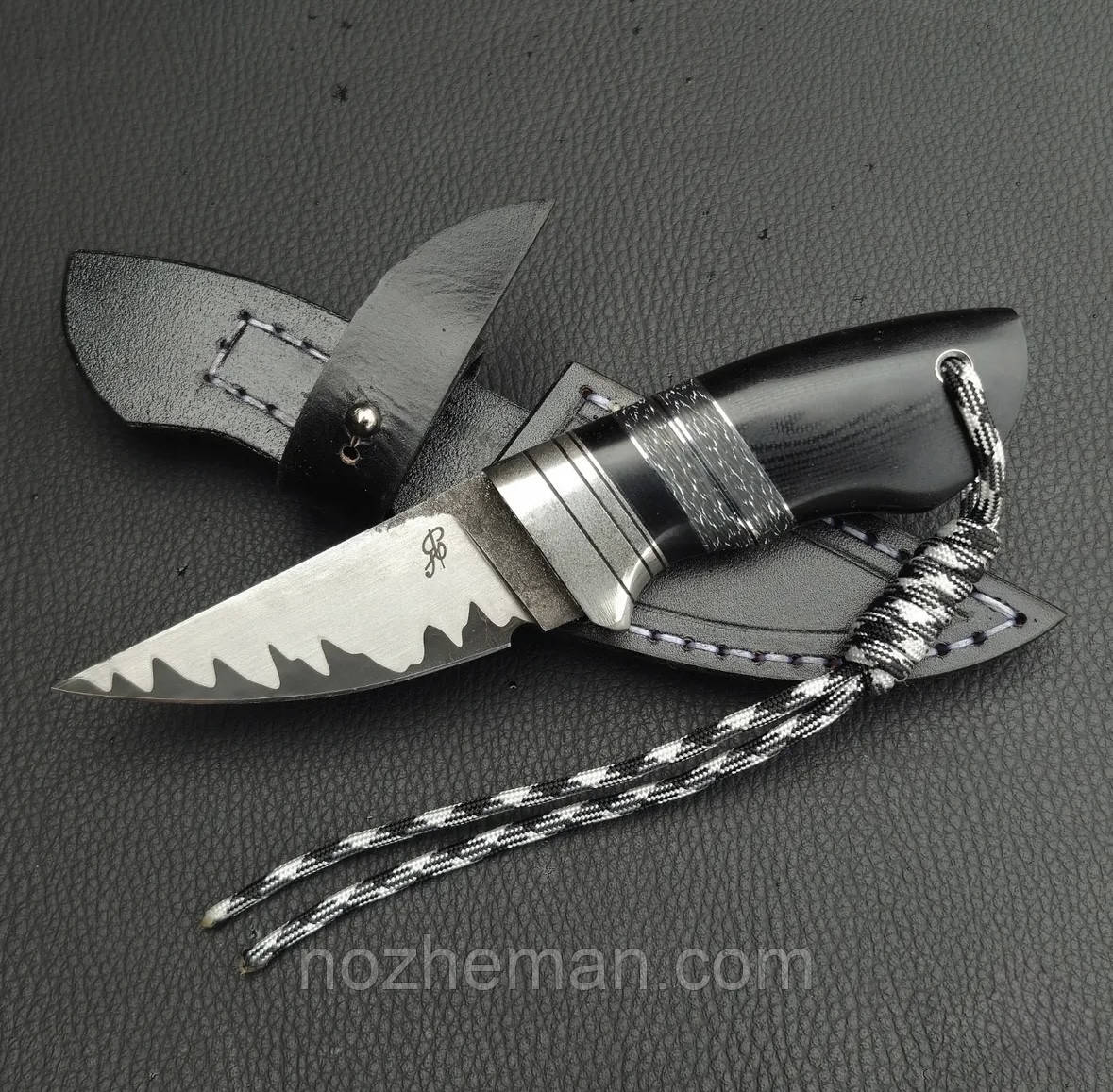 Ніж нескладний ручної роботи Грут №1 з преміальної сталі S390/67 HRC, зі шкіряним чохлом, фото 1