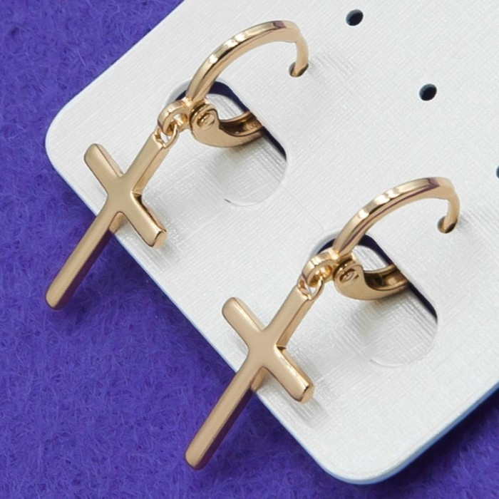 Сережки хрестики у золотому кольорі Xuping B-01-242