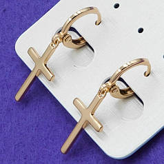 Сережки хрестики у золотому кольорі Xuping B-01-242