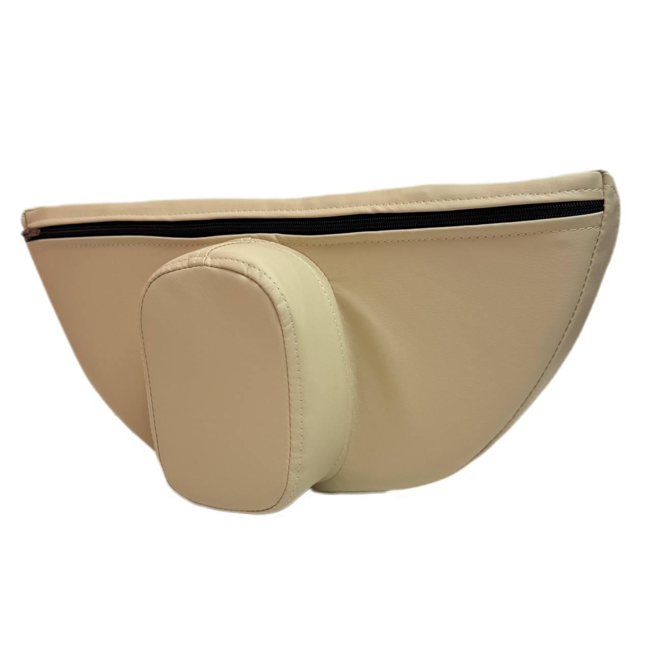 Подушка підголовник з екошкіри Гриб для кушетки та масажного столу колір слонова кістка, фото 1