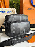 Сумка Louis Vuitton Nil Damoflage месенджер піксельний принт сіро-чорний преміум'якість, фото 7