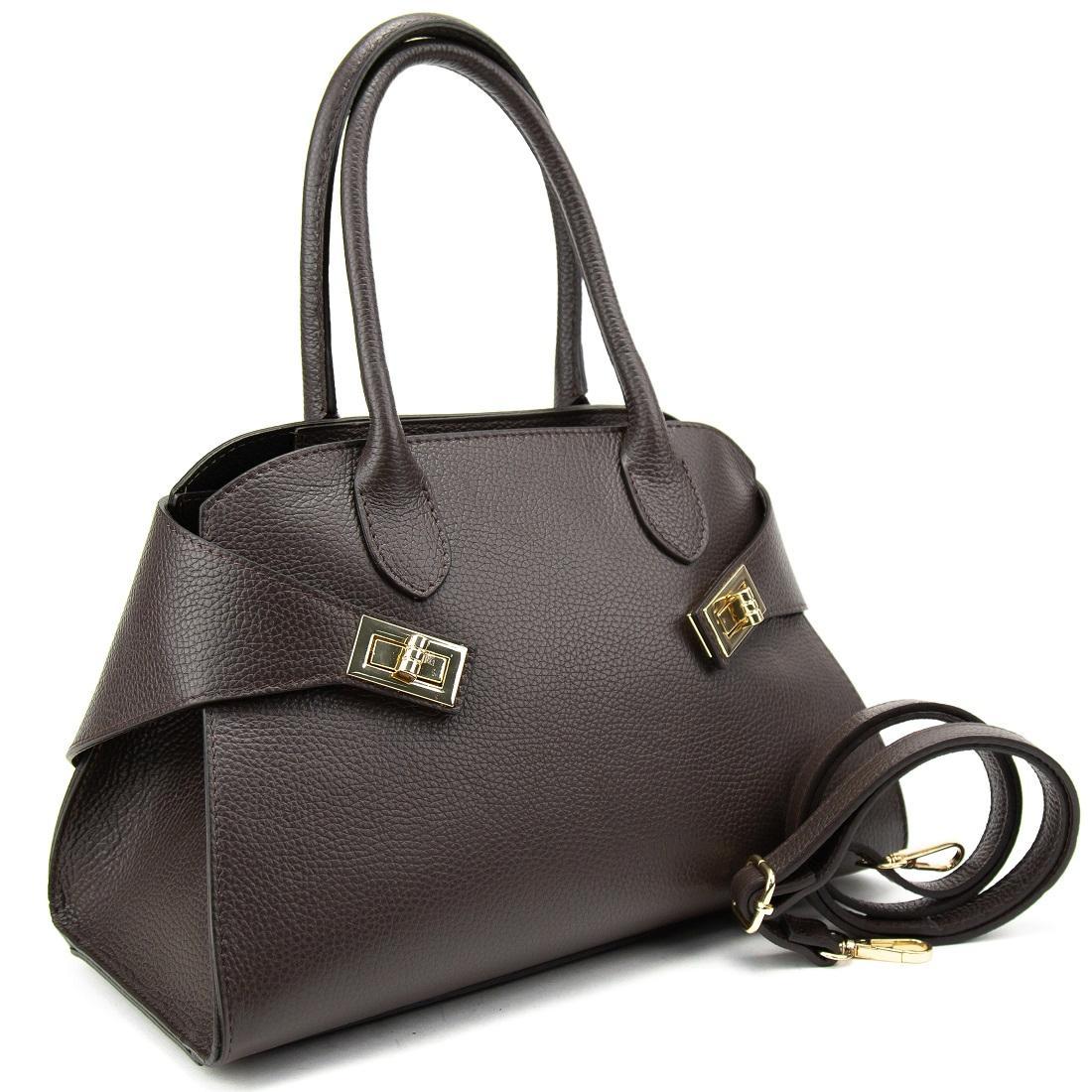 Сумка жіноча класична шкіряна Firenze Italy F-IT-7688DB-S шоколадна, фото 1