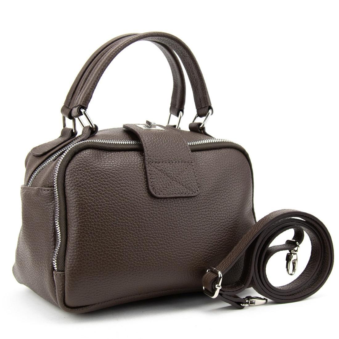 Шкіряна жіноча сумка на два відділи Firenze Italy F-IT-1045C шоколад