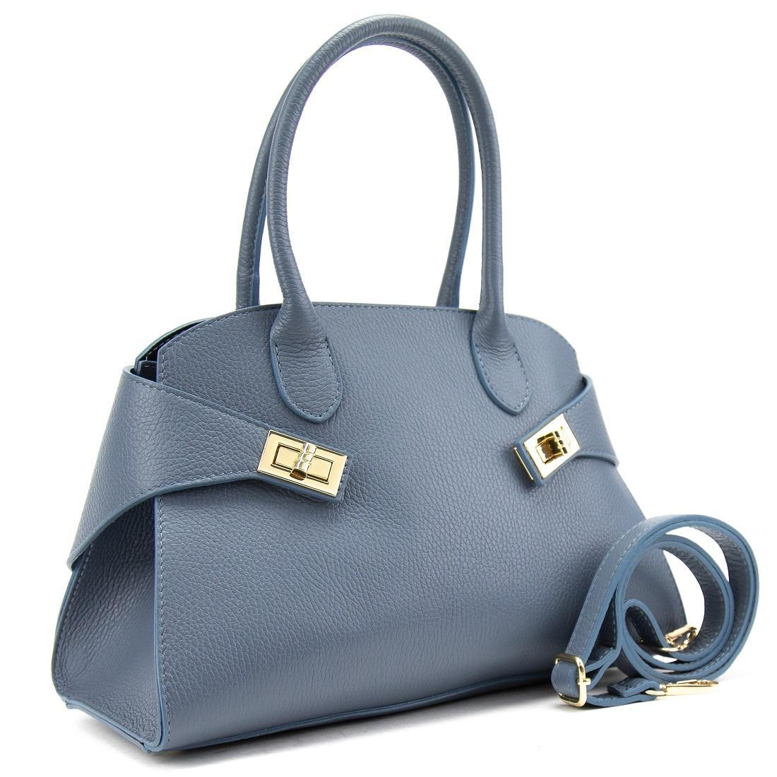 Сумка жіноча класична шкіряна Firenze Italy F-IT-7688BL-S блакитна