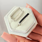 Сережки-скоби зі срібла з сяючим авантюрином "Шале" - прямокутні сережки 925 проби, фото 2