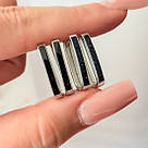 Сережки-скоби зі срібла з сяючим авантюрином "Шале" - прямокутні сережки 925 проби, фото 3