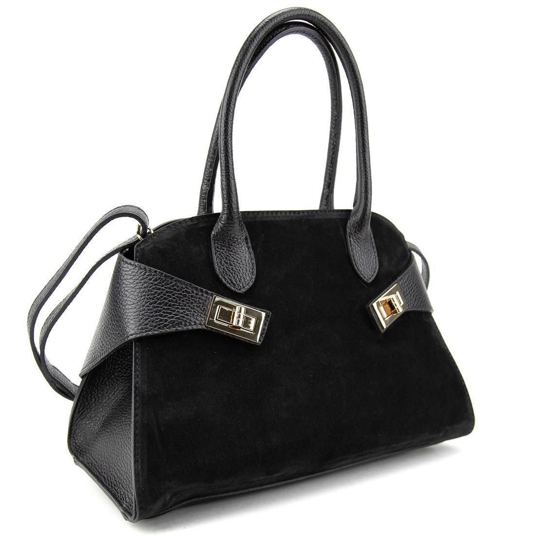 Сумка жіноча класична замшева Firenze Italy F-IT-7688-1A-S чорна, фото 1