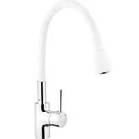 Змішувач для кухні KRONER KRP Küche d-35, білий/хром, гнучкий гусак на гайці