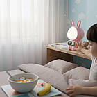 Дитячий годинник з будильником і USB, Кролик Rabbit, Рожевий / Настільний годинник для дітей із підсвіткою / Годинник-нічник, фото 5