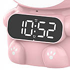 Дитячий годинник з будильником і USB, Кролик Rabbit, Рожевий / Настільний годинник для дітей із підсвіткою / Годинник-нічник, фото 7