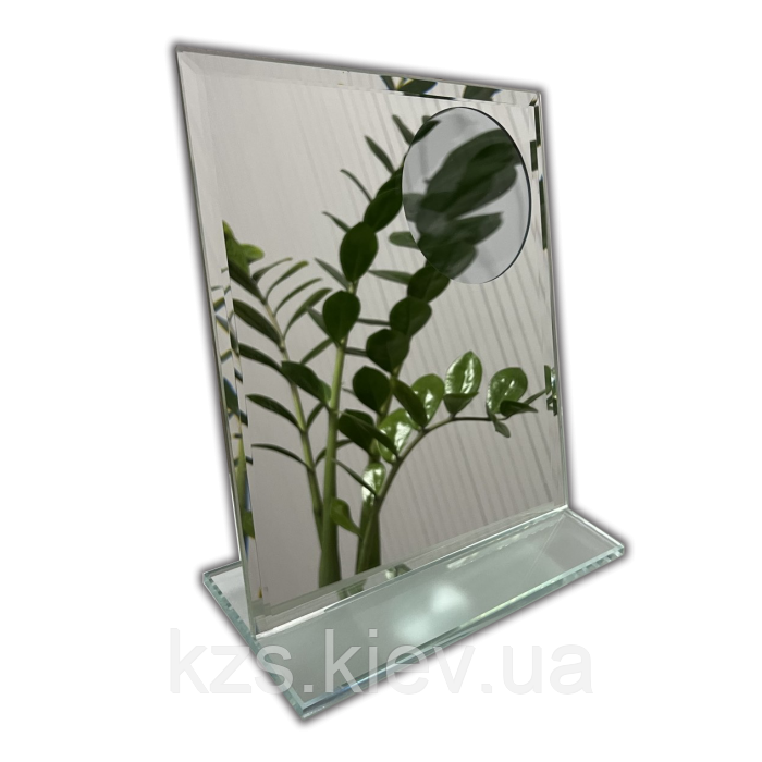 Дзеркало настільне 6 мм Діамант з фацетом 10 мм зі сферичним дзеркалом 300 х 250 мм., фото 1