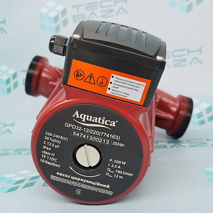 Насос циркуляційний AQUATICA 0.5 кВт Hmax 12м Qmax 190л/хв Ø2" 220мм + гайки Ø1¼"(774163), фото 1