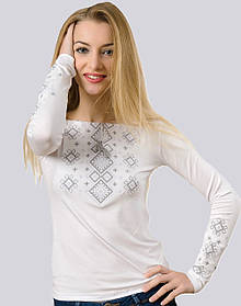 Жіноча вишита футболка білим по білому «Ніжний карпатський орнамент»