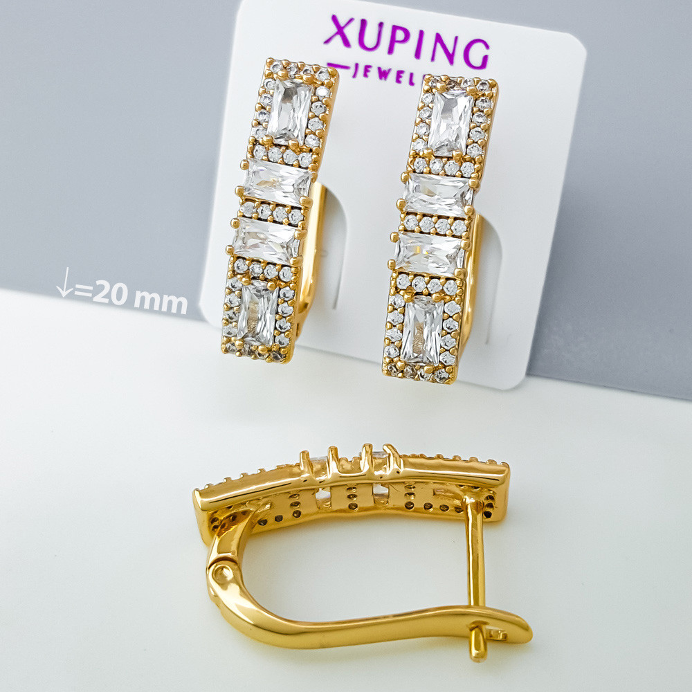 Сережки Доріжки з кубічнім цирконієм, англ.замок, медзолото Xuping позолота 18K, фото 1