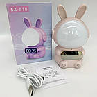 Дитячий годинник з будильником і USB, Кролик Rabbit, Рожевий / Настільний годинник для дітей із підсвіткою / Годинник-нічник, фото 9