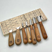 Стамески Адольф Юр'єв для геометричного різьблення по дереву 7шт, фото 2