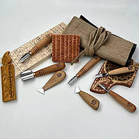 Стамески Адольф Юр'єв для геометричного різьблення по дереву 7шт, фото 3