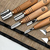 Стамески Адольф Юр'єв для геометричного різьблення по дереву 7шт, фото 7