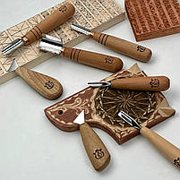 Стамески Адольф Юр'єв для геометричного різьблення по дереву 7шт, фото 5