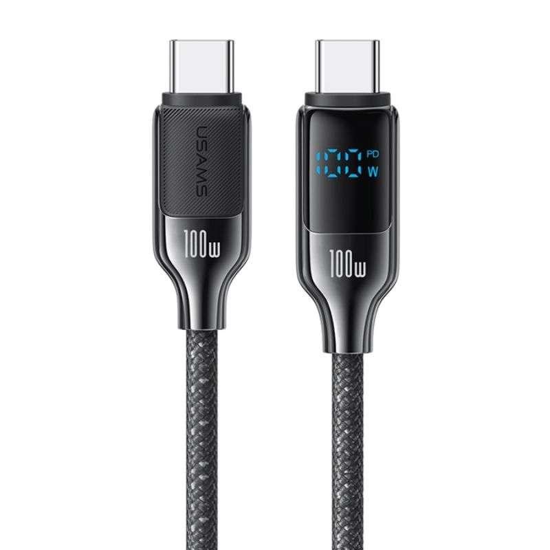 Кабель Usams Type-C To Type-C 1.2M 100W з дисплеєм для швидкої зарядки (SJ742USB02), фото 1