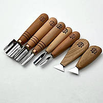 Стамески Адольф Юр'єв для геометричного різьблення по дереву 7шт, фото 9