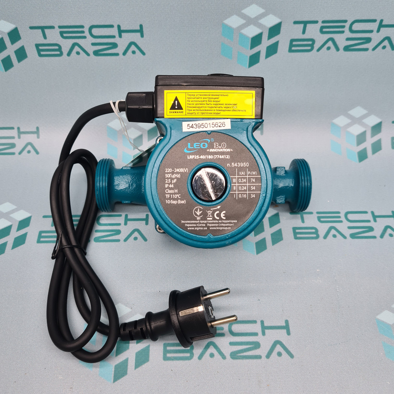 Насос циркуляційний 74Вт Hmax 4м Qmax 55л/хв Ø1½" 180мм+гайки Ø1" LEO 3.0 LRP25-40/180 (774412)