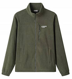 Флісова тепла кофта толстовка горловина на змійці в кольорі хакі