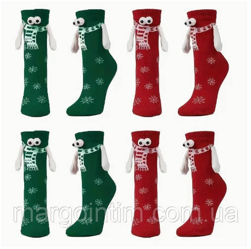 Універсальні Новорічні шкарпетки з принтом/ з руками на магнітах/ Прикол шкарпетки / Подарунок, фото 1