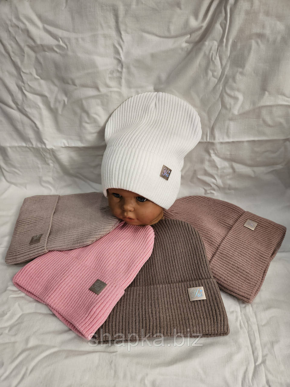 Шапка дитяча в'язана на флісі, фото 1