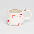 Керамічна чашка з блюдцем "Святкові бантики" з ручним розписом у подарунковій коробці об'єм 300 мл, фото 3