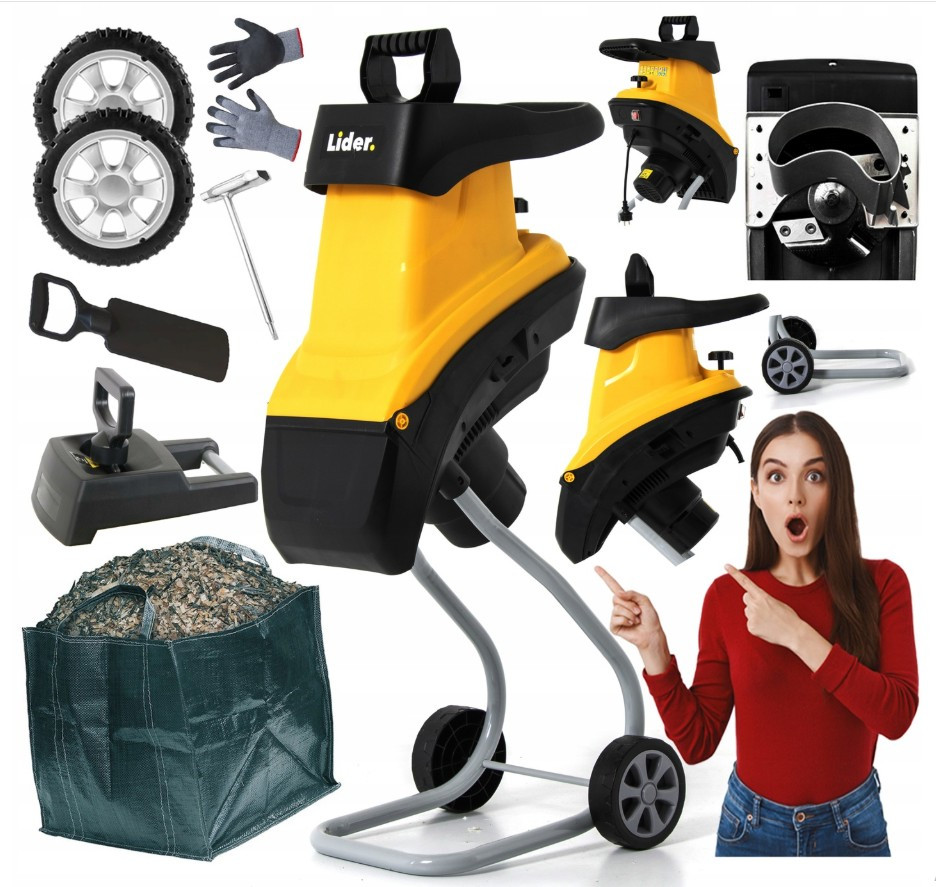 Електричний подрібнювач гілок Lider Turbo 2025 + сумка, фото 1