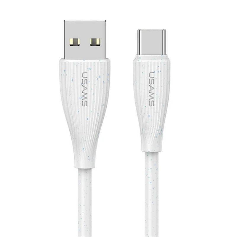 Кабель синхронізації Usams Type-C 3A Fast Charging Data Cable серії Green 1м білий (SJ714USB02), фото 1