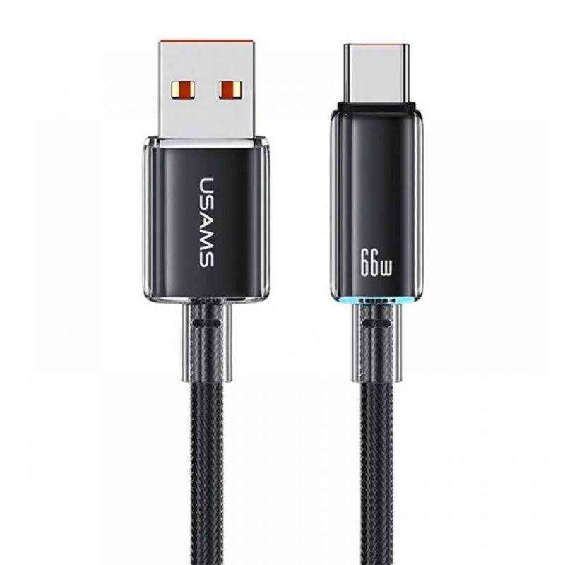 Кабель синхронізації Usams Type-C 6A Fast Charging With Light Чорний (SJ658USB01), фото 1