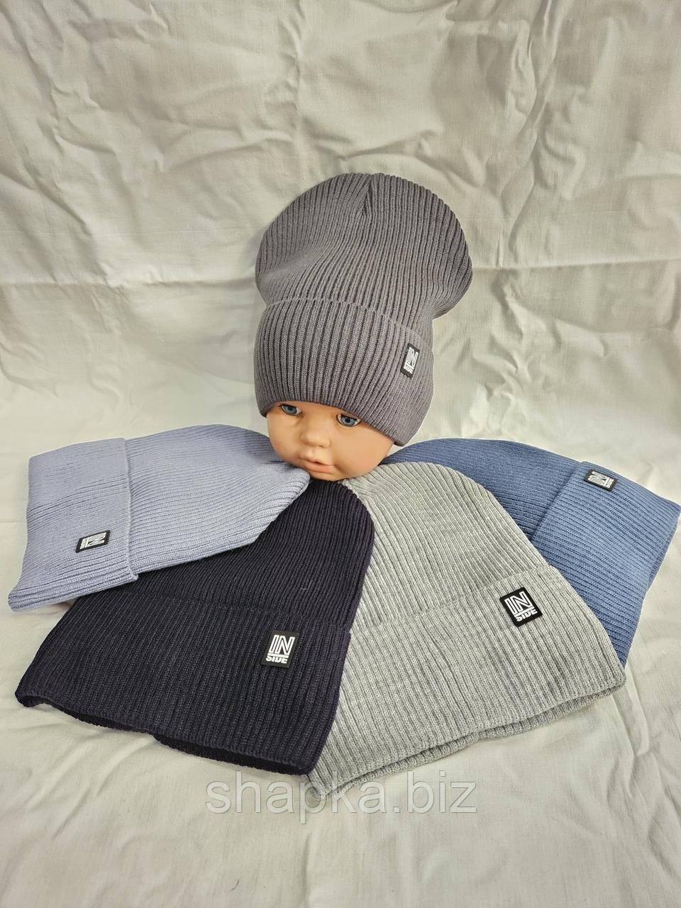 Шапка детская вязанная, на флисе, фото 1