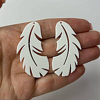 Підвіски пластикові Finding Кулони пір'я Білі 50 мм х 25 мм х 1 мм Ціна за пару