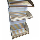 Хлібний стелаж 1900х950мм ТИП1, приставний Рістел, стелаж торговий з кошиками для випічки, металевий стелаж з дерев'яними кошиками, фото 4