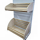 Хлібний стелаж 1900х950мм ТИП1, приставний Рістел, стелаж торговий з кошиками для випічки, металевий стелаж з дерев'яними кошиками, фото 6