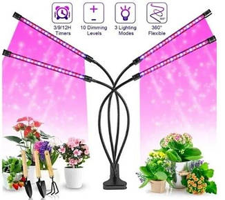 Фітолампа USB з кліпсою 4 лампи повного спектру, з таймером і регулюванням яскравості