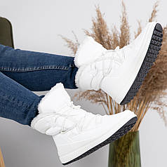 Дутики жіночі шкіряні з натуральним хутром (461 білі)