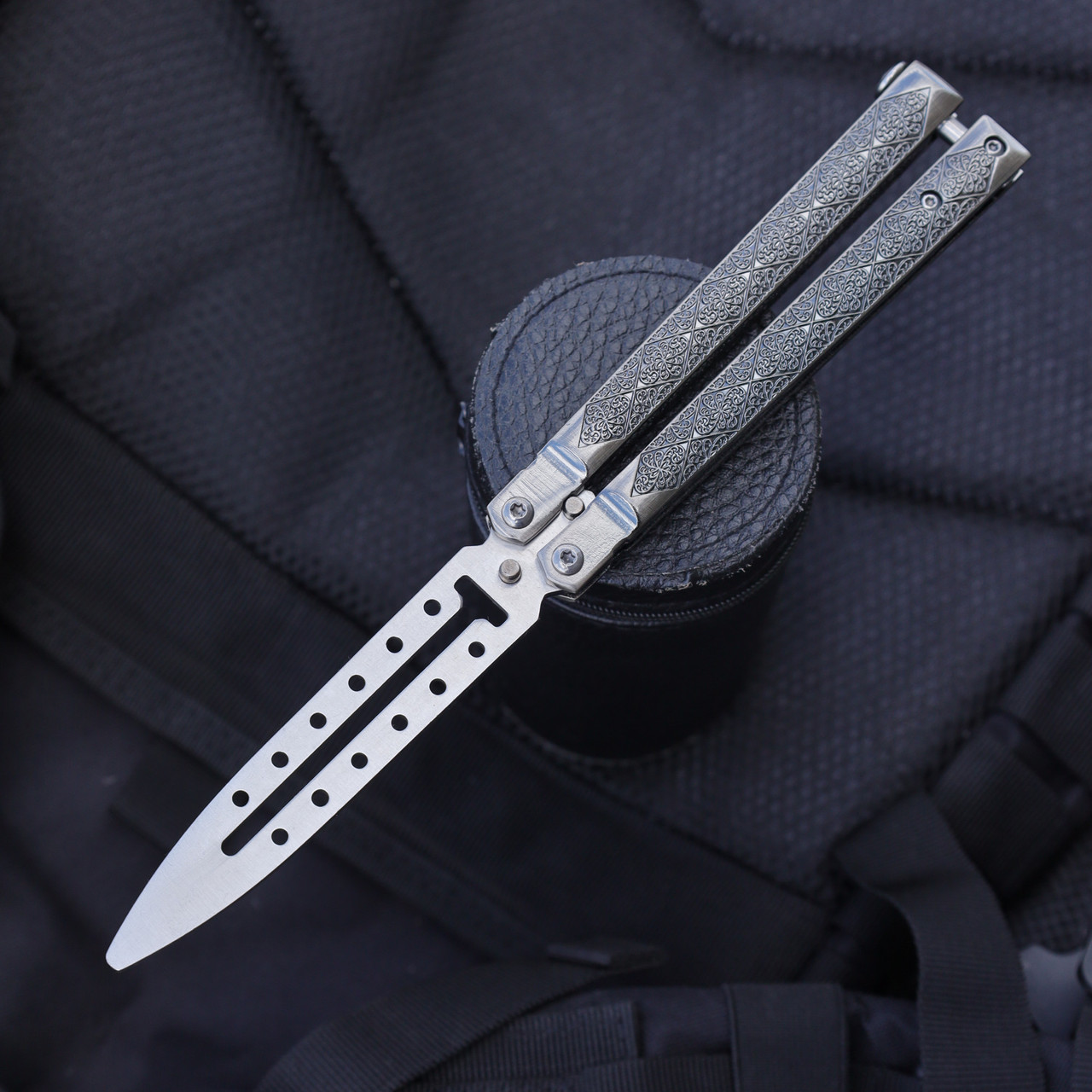 Ніж метелик Premium (Тренувальний) хром, фото 1