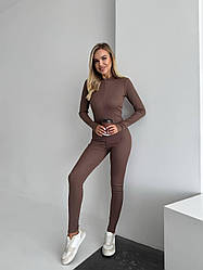 Жіночий комбінезон на блискавці кольору мокко