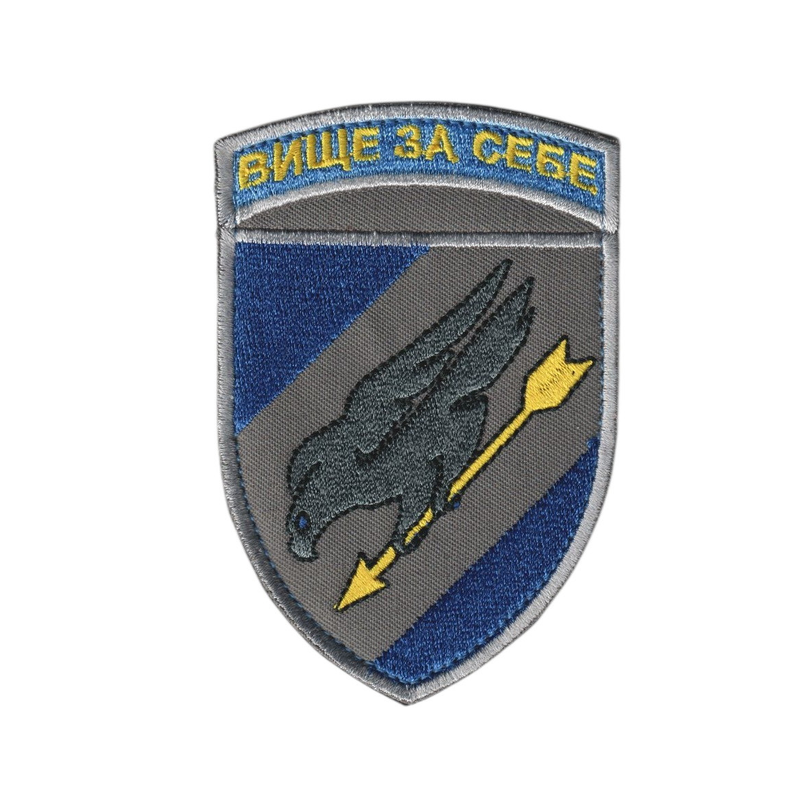 Шеврон ЗСУ, військовий / армійський, 114 БрТА (114 бригада тактичної авіації), на липучці, на сірому. 8 см * 12,5 см, фото 1