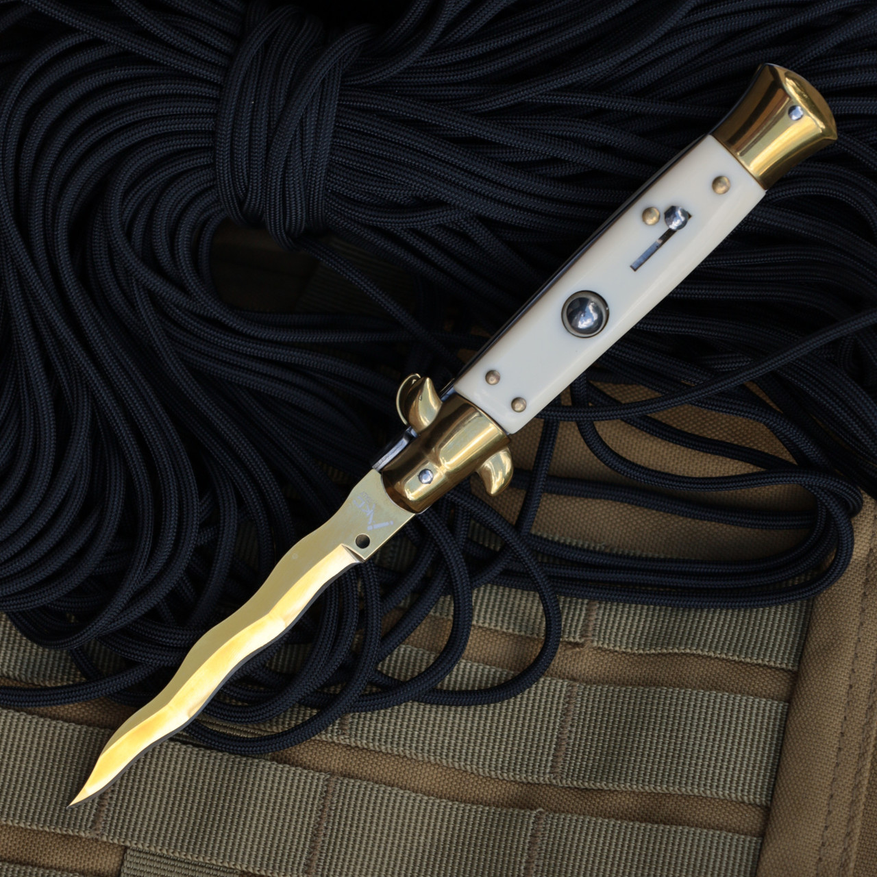 Ніж стилет AKC Flamberg Gold-Bone, фото 1