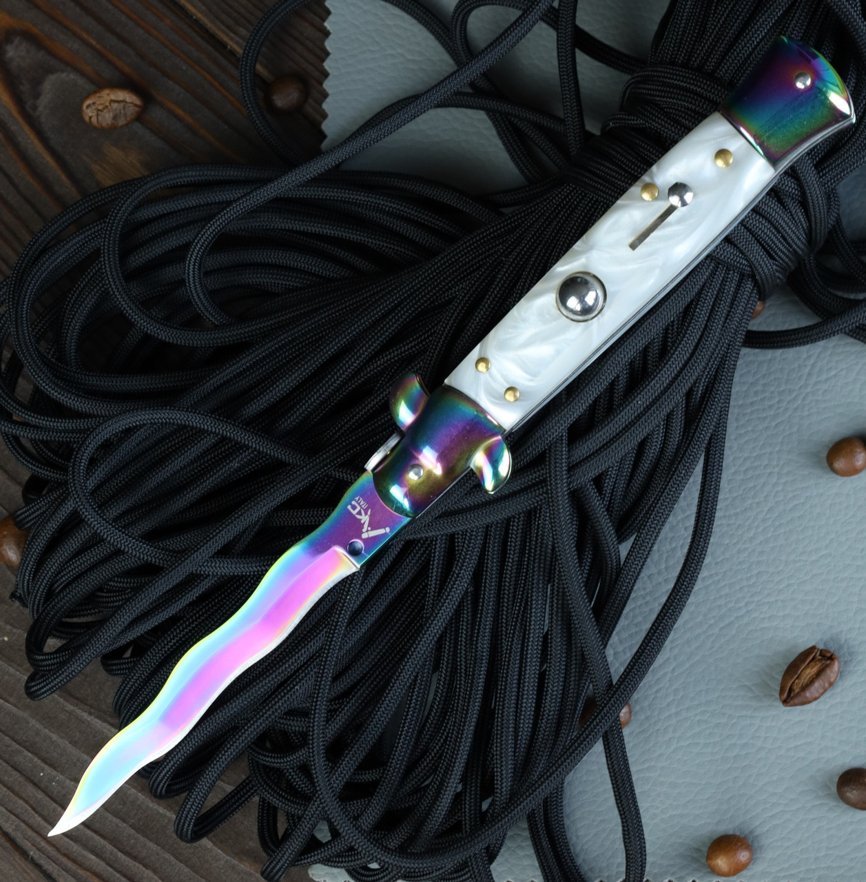 Ніж стилет AKC Flamberg Chameleon-White, фото 1